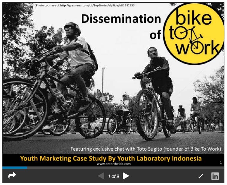 Dissemination of Bike to Work:Indonesian youth marketing case study